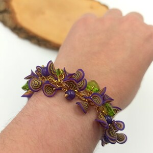 Purple Jewelry, Flower Jewelry, Boho Jewelry, Millefiori, Purple Earrings, Gift For Her, Spring Jewelry, Floral Fashion, Bracelet Earrings image 5