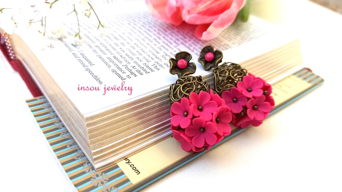 GM HOT PINK FLOWER EARRINGS main image 1