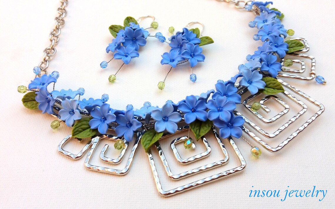 Me Not Flower Jewelry Wedding Jewelry Blue Jewelry Etsy