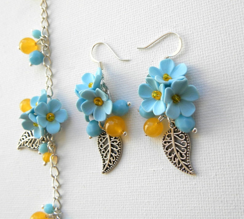Pastel Jewelry Spring Jewelry Flower Jewelry Light Blue Etsy