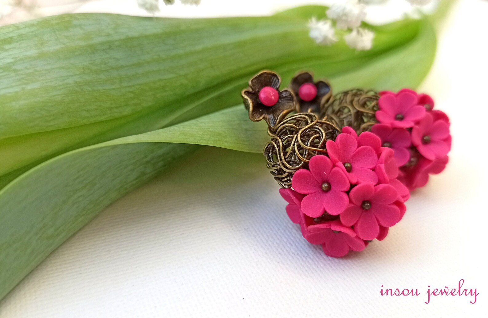 GM HOT PINK FLOWER EARRINGS