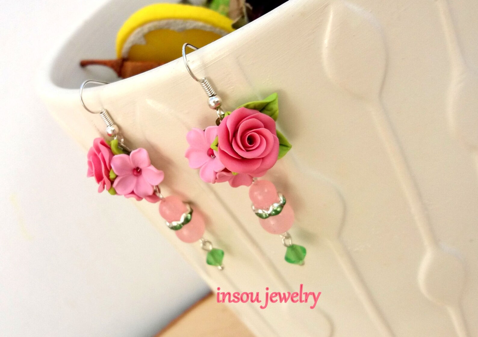 Pink Flower Jewelry Dusty Pink Wedding Jewelry Rose Etsy