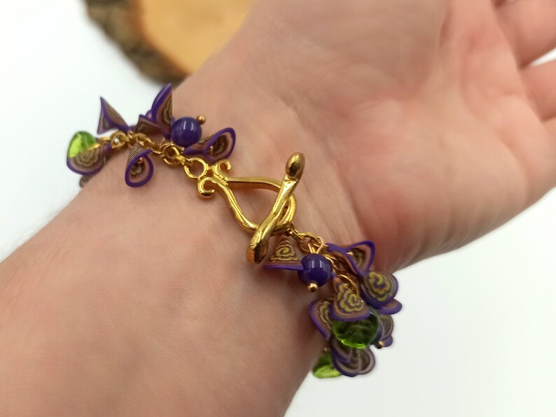 Purple Jewelry, Flower Jewelry, Boho Jewelry, Millefiori, Purple Earrings, Gift For Her, Spring Jewelry, Floral Fashion, Bracelet Earrings image 7