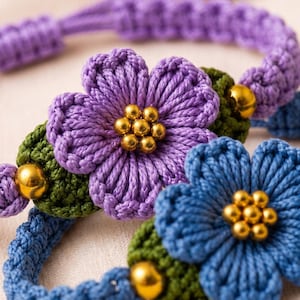 Crochet Flower Macrame Bracelet Pattern | Boho Beaded Friendship DIY (PDF Download)