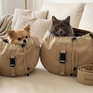 Pet Sling Sewing Pattern PDF, Drawstring Dog Carrier Bag with Zip Pockets & Padded Strap, Small Dog and Cat Crossbody Sling, 3 Sizes