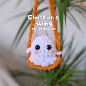 Ghost on a Swing Crochet Pattern, Chenille Amigurumi PDF, Easy Halloween Digital Download