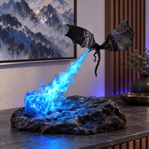 Handmade Dragon Lamp Fire Breathing Night Light Gothic Fantasy Desk Decor Bookshelf