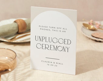 Unplugged Ceremony Sign | Wedding Sign | A4 Sturdy Foamex Sign | Minimalist Arch