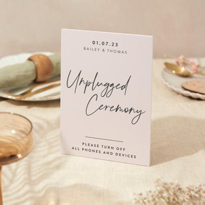 Unplugged Zeichen | Hochzeit Zeichen | A5 Stabiles Foamex Schild | Moderne Minimal Schrift