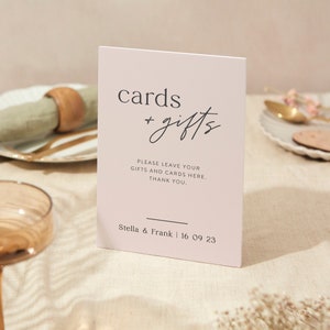 Karten und Geschenke-Zeichen | Hochzeit Zeichen | A5 Robustes Foamex Schild | Blush Schrift
