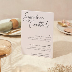 Signatur Getränke Zeichen | Hochzeit Zeichen | A5 Stabiles Foamex Schild | Moderne Minimal Schrift