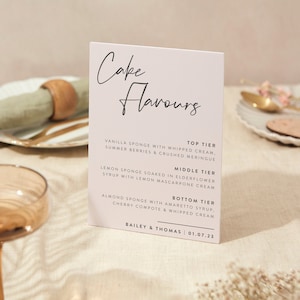 Letrero de pastel de bodas / Letrero de boda / Letrero de espuma resistente tamaño A5 / Escritura minimalista moderna