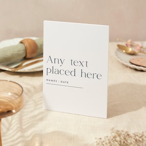 Benutzerdefinierte jedes Textzeichen | Hochzeit Zeichen | A5 Robustes Foamex Schild | Moderne Typographie Schrift