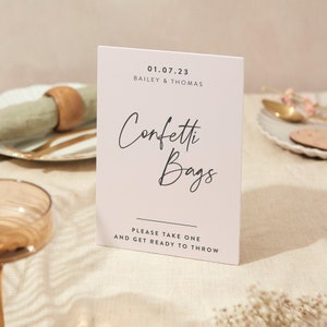 Konfetti Zeichen | Hochzeit Zeichen | A5 Robustes Foamex Schild | Moderne Minimal Schrift