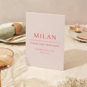 Tisch Namensschild | Hochzeit Zeichen | A5 Robustes Foamex Schild | Modernes Layout