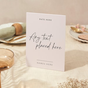 Benutzerdefinierte jedes Textzeichen | Hochzeit Zeichen | A4 Robustes Foamex Schild | Moderne Minimal Schrift