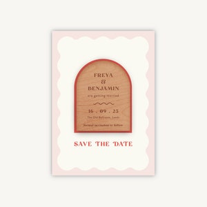 Retro Revival Wooden Magnet Save the Date