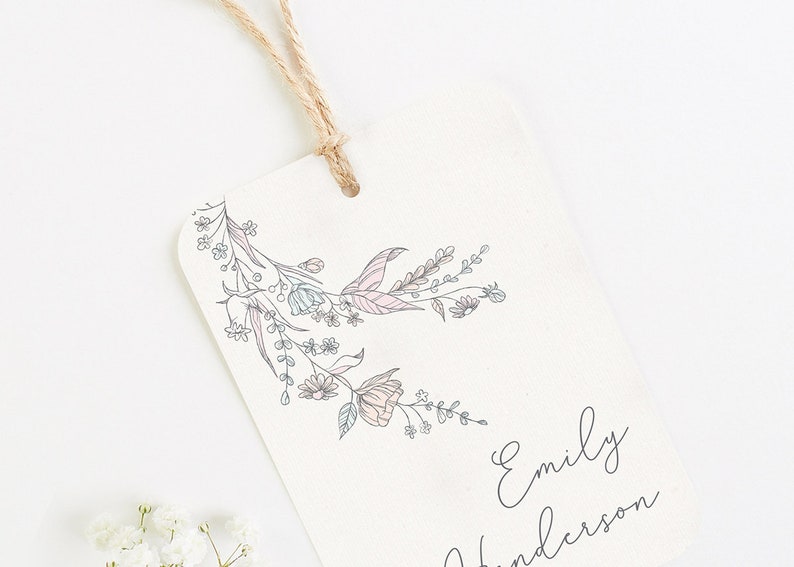 Wedding Name Card Wedding Place Card Vintage Floral Luggage Tag Wedding Place Cards