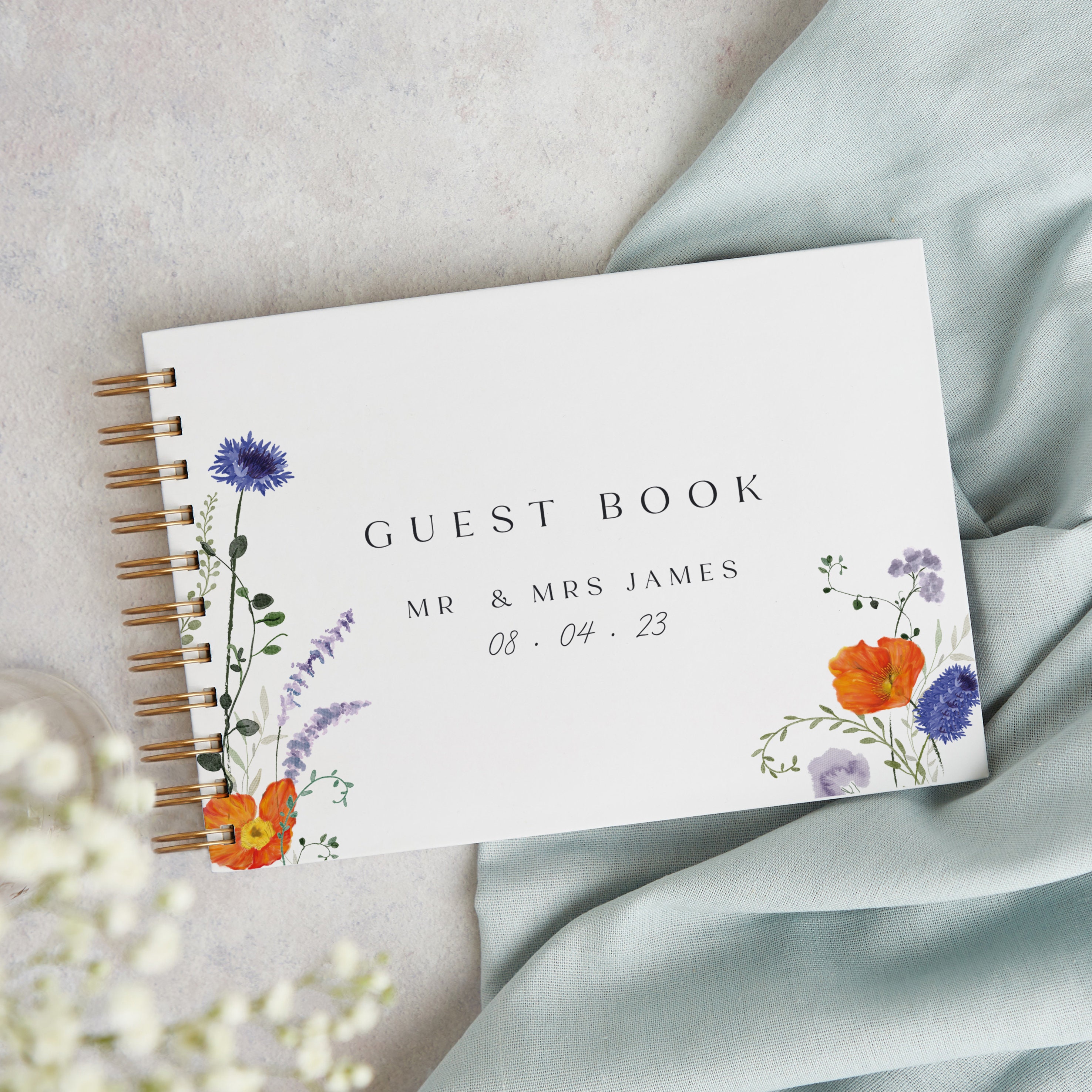 Pressed Wildflowers Wedding Guest Book