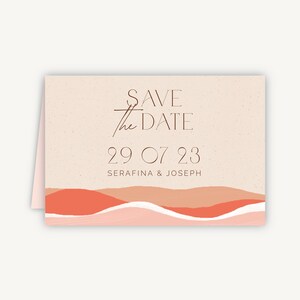 Tarjeta para guardar la fecha de boda - Tarjeta para guardar la fecha plegable - Tarjeta para guardar la fecha de boda de verano moderna - Palm Beach