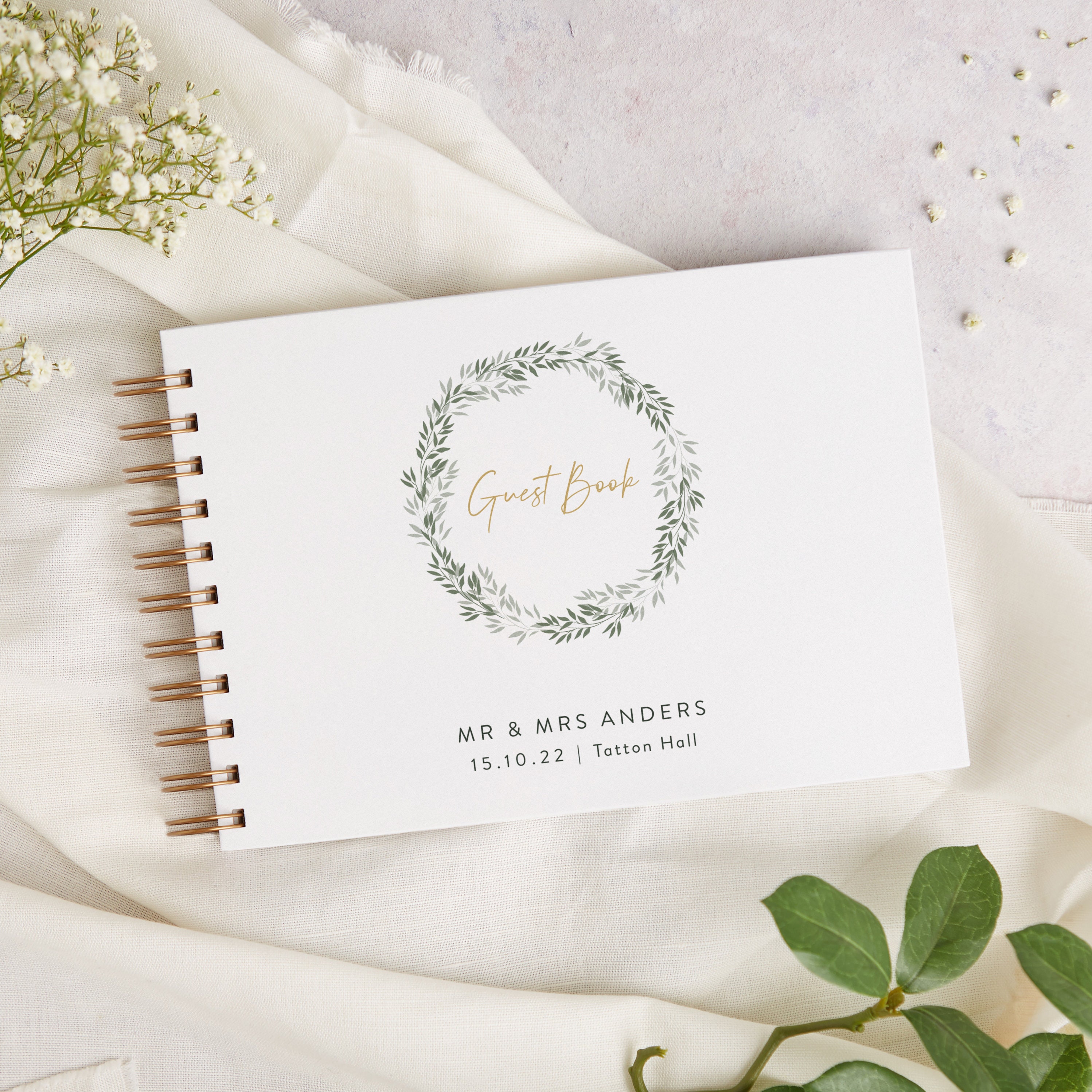 Botanical Rustic Wedding Guest Book