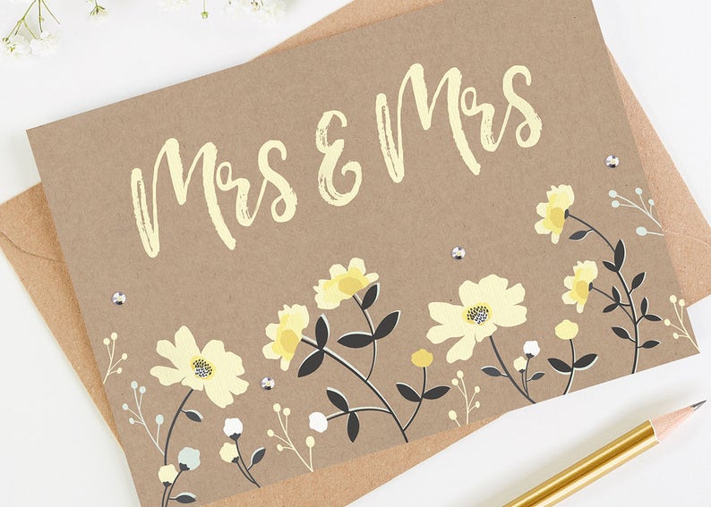Mrs and Mrs Wedding Day Card