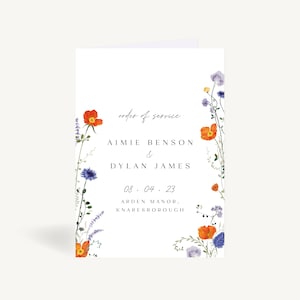 Wedding Order of Service - Wedding Ceremony Order of the Day - Wedding Program Order of Service Booklet - Stationery - Pressed Wildflowers