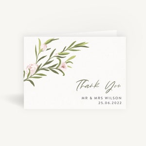 Biglietto di ringraziamento per matrimonio Blush Peony piegato