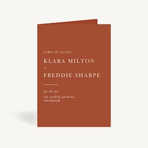 Wedding Order of Service - Wedding Ceremony Order of the Day - Wedding Program Order of Service Booklet - Caramel Autumn Colour Block