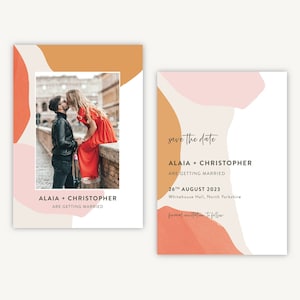 Carte "Retenez cette date" pour mariage - Retenez cette date avec photo - Retenez cette date pour mariage coloré unique - Couleur pop picturale