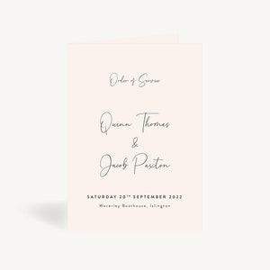 Wedding Order of Service - Wedding Ceremony Order of the Day - Wedding Program Order of Service Booklet - Wedding Stationery Romantic Script