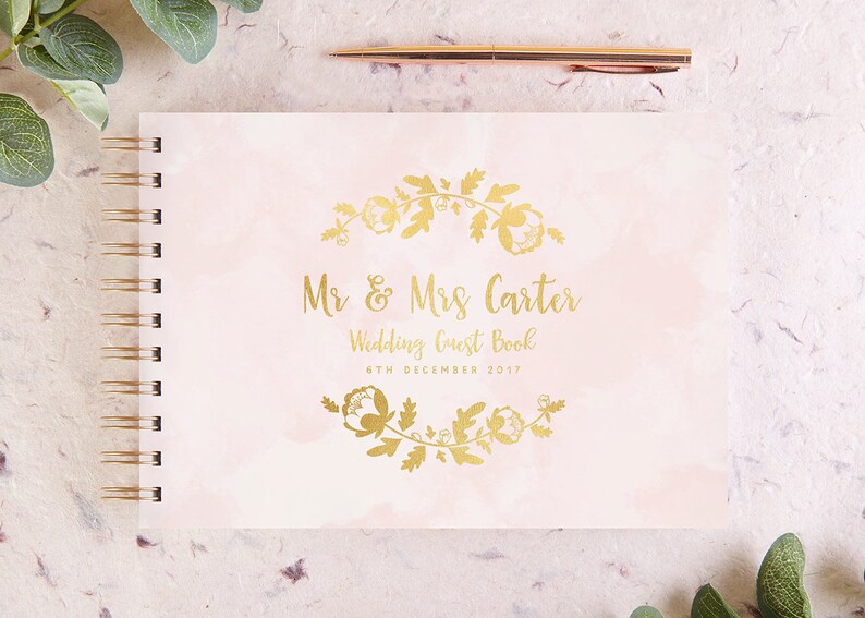 Wedding Guest Book Floral Wedding Foiled Guest Book Etsy