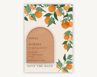 Save the Date, Magnet Save the Date, Mediterranean Oranges, Fruit Citrus Wedding