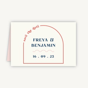 Retro Revival Folded Wedding Save the Date