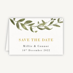 Hochzeit Save the Date Karte - gefaltete Save the Date - Frühling Sommer Hochzeit Save the Date - Greenery Botanical