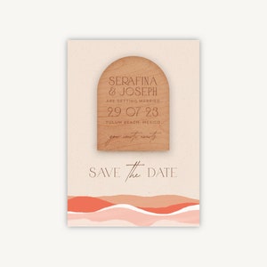 Wedding Save the Date Magnet - Wooden Engraved Save the Dates - Beach Wedding - Palm Beach