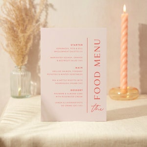 Hochzeits-Menü-Zeichen | Hochzeit Zeichen | A5 Robustes Foamex Schild | Modernes Layout