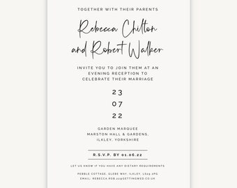 Modern Script Wedding Reception Invitations - Evening Invites