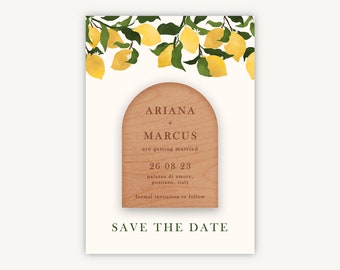 Save the Date, Magnet Save the Date, Amalfi Lemons, Citrus Fruit Wedding