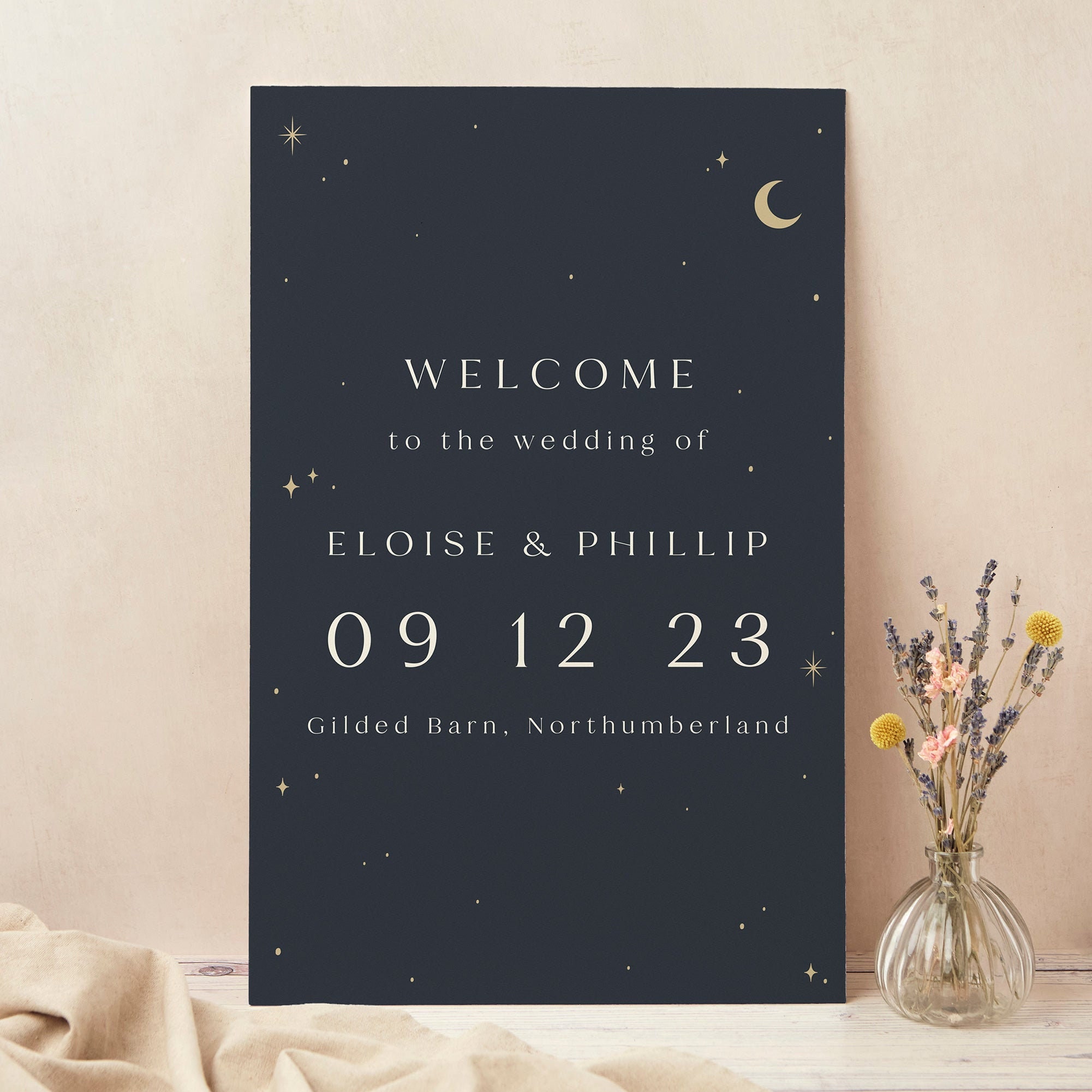 Wedding Welcome Sign, Custom Large Board, Printed, Celestial Night Sky