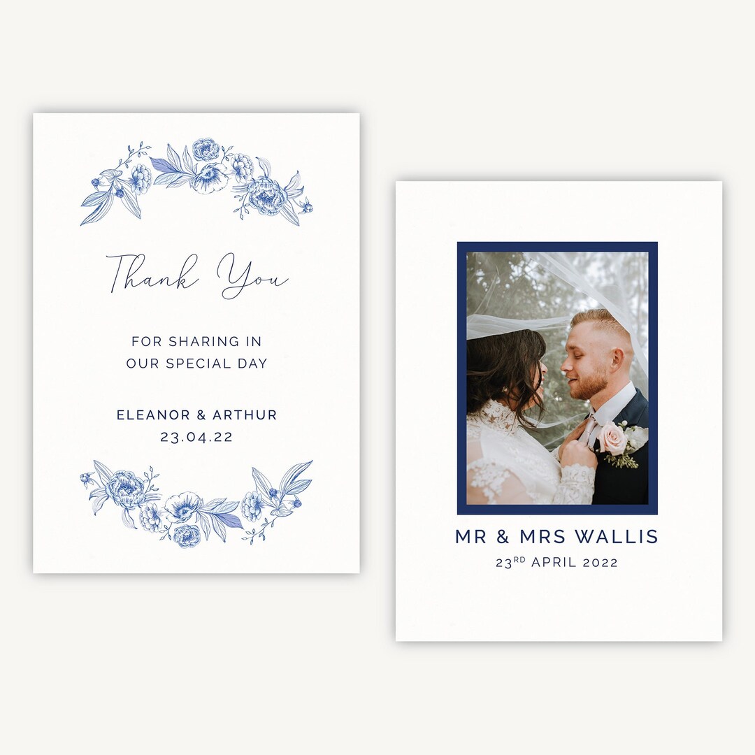 Personalised Wedding Photo Thank You Cards - Farmhouse Blue - Etsy UK