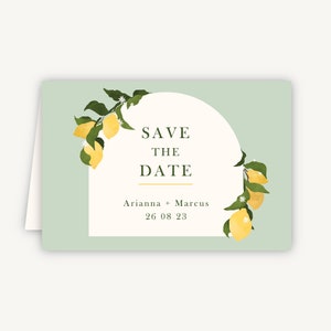 Hochzeitskarte Save the Date - Gefaltetes Datum - Sommerhochzeit Save the Date - Amalfi Zitronen
