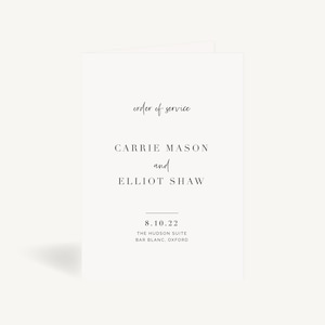 Wedding Order of Service - Wedding Ceremony Order of the Day - Wedding Program Order of Service Booklet - Stationery White Modern Script