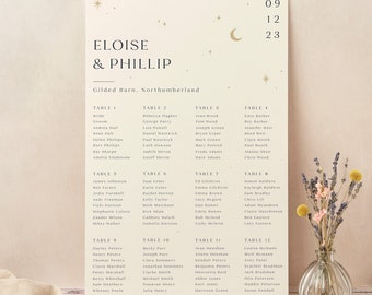 Wedding Table Plan, Seating Chart, Celestial Night Sky