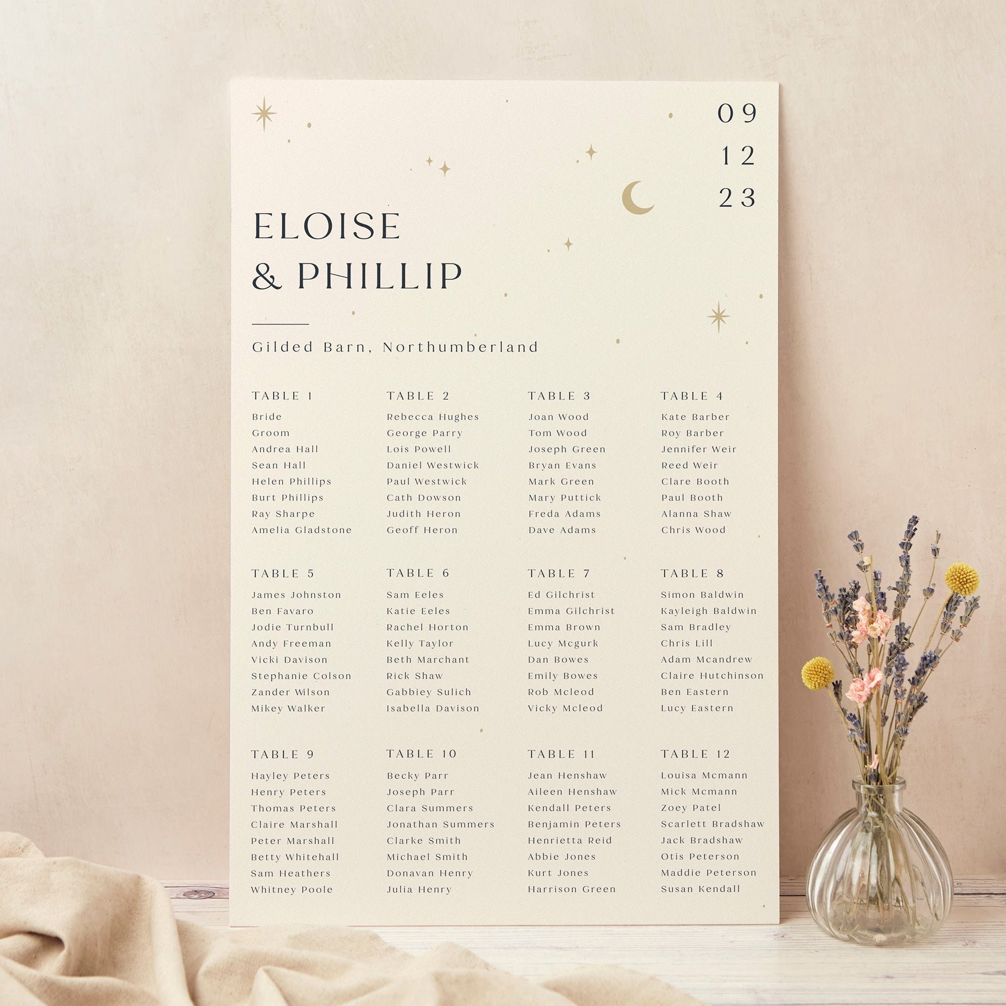 Wedding Table Plan, Seating Chart, Celestial Night Sky