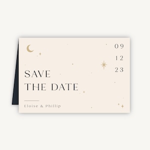 Cartão de reserva de data de casamento - Reserve a data dobrado - Boho Reserve a data de casamento - Céu noturno celestial