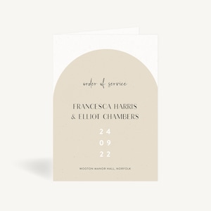 Wedding Order of Service - Wedding Ceremony Order of the Day - Wedding Program Order of Service Booklet - Wedding Stationery Minimalist Arch