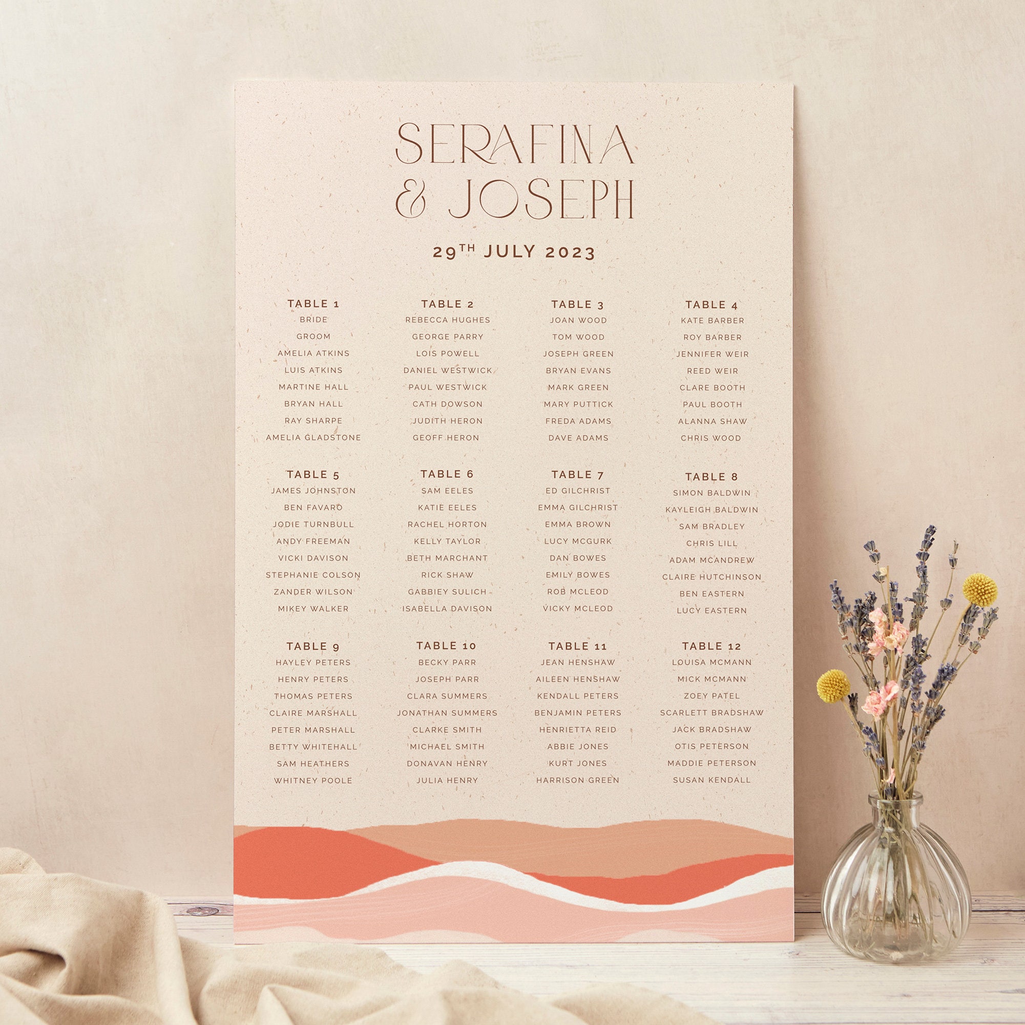 Wedding Table Plan, Seating Chart, Palm Beach