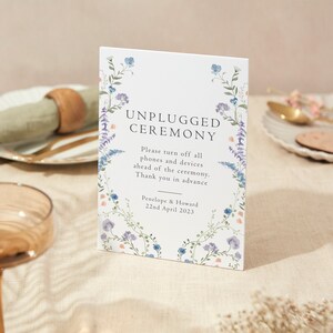 Unplugged Zeremonie Zeichen | Hochzeit Zeichen | A4 Robustes Foamex Schild | Regentschaft Blumen