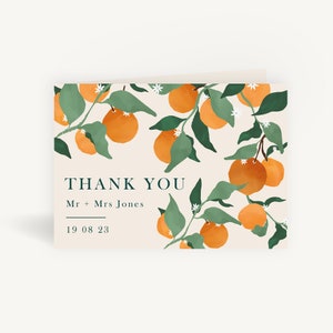 Mediterrane Orangen Hochzeit Dankeskarte Gefaltet